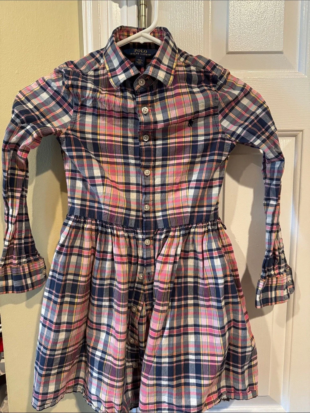 Ralph Lauren Pink & Navy Plaid Button-Down Girl's Dress